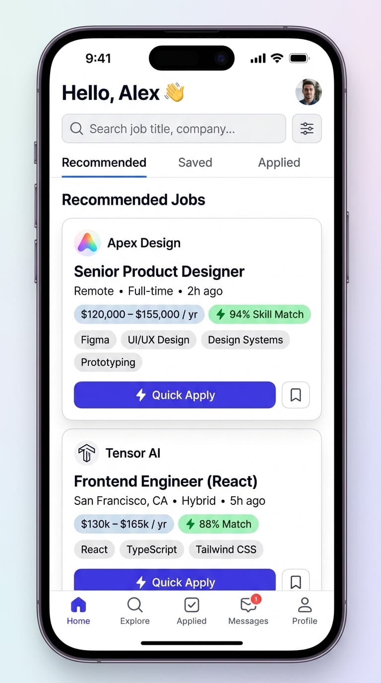 Neighbour job discovery mobile interface